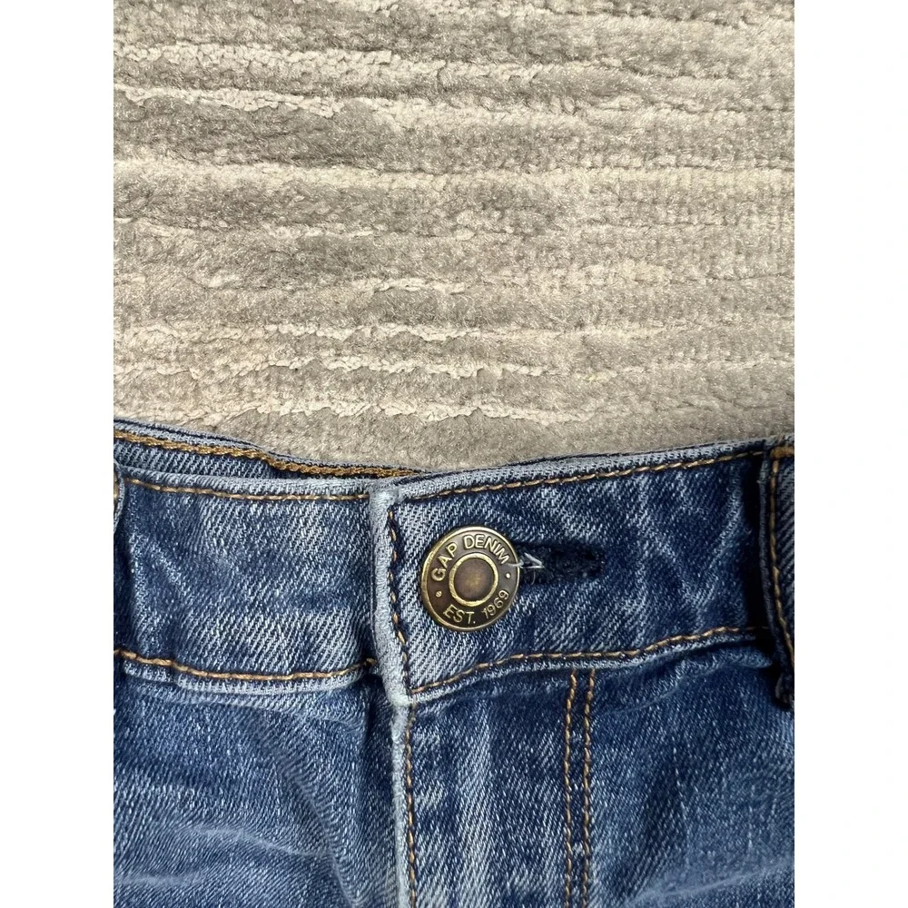 Gap Denim Shorts Girl Size 14 Blue Stretch Midi Short Cuffed Medium Wash Classic